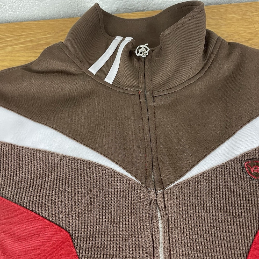 Rocawear Reversible Track Jacket Mens Large Red Brown Colorblock Y2K Hip Hop L - Picture 3 of 16